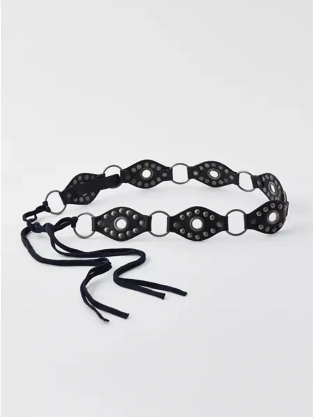 Urban Outfitters studded Black Eyelet Lace-Up Belt Sheep Leather sz M/L Western